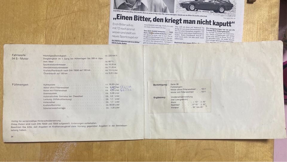 BITTER CD Betriebsanleitung und Emblem original in Hofgeismar