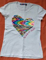 Mädchen T-Shirt Desigual Gr. 152 weiß mit Herz Pailletten bunt Niedersachsen - Northeim Vorschau