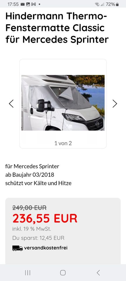 Frontscheibenabdeckung Thermo Fenstermatte für Mercedes Sprinter in Langenfeld