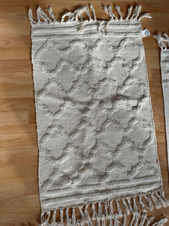 Teppich 100% Baumwolle beige Creme Flur Wohnzimmerteppich 70x140 in Duisburg