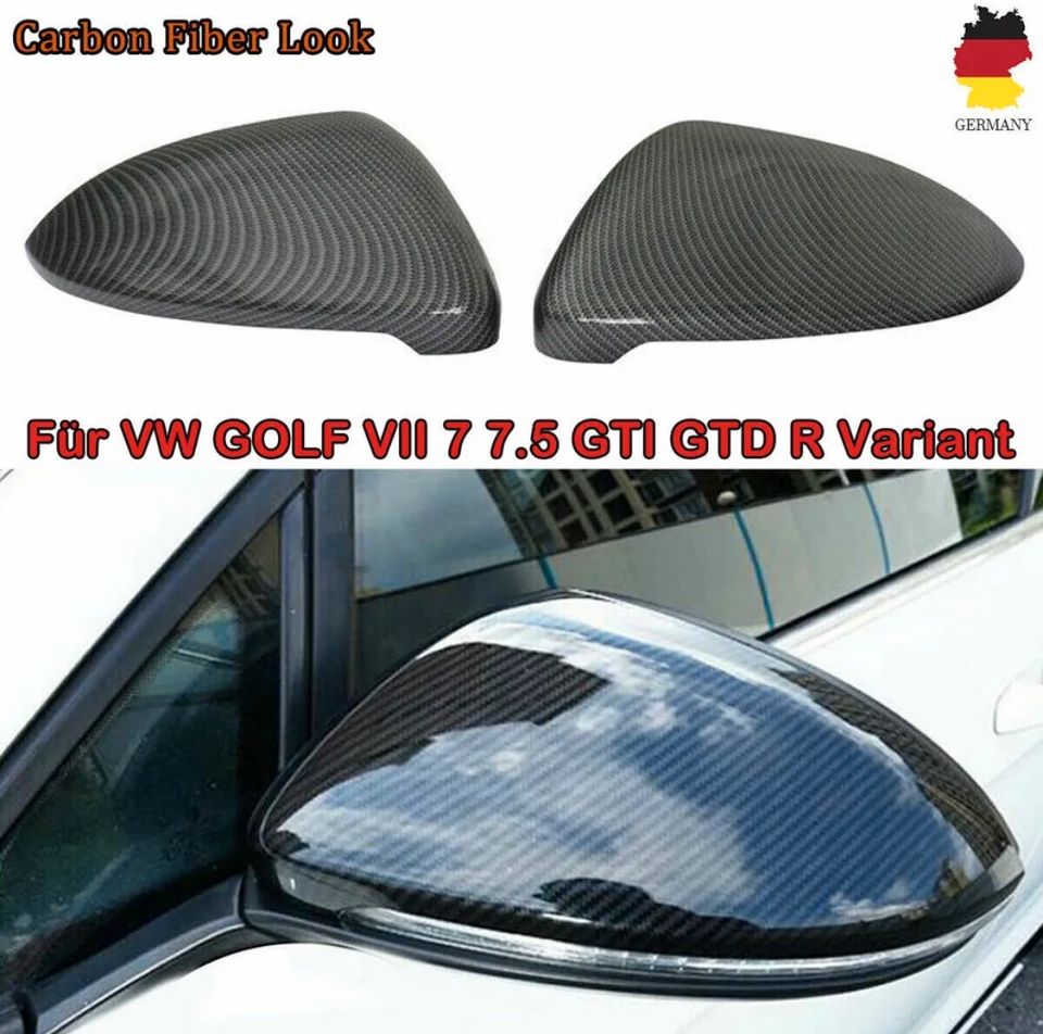 2x Carbon Spiegelkappen für VW Golf 7 MK7 Tuning 7 2014-2018