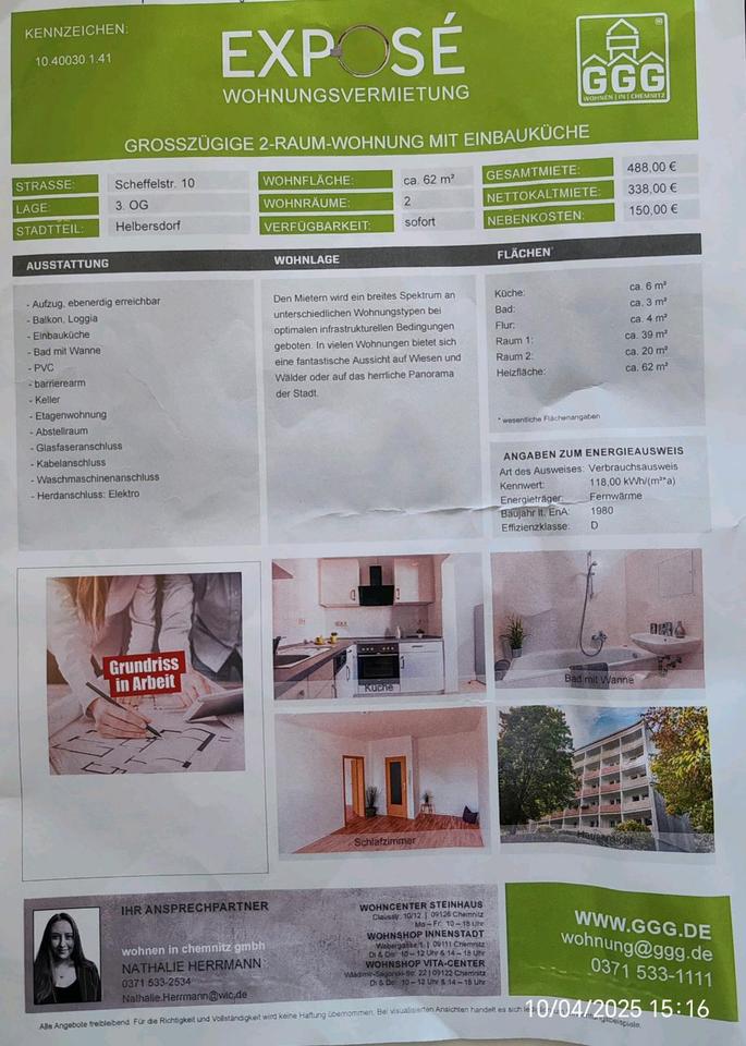 Helle 2-Zimmer-Wohnung mit Balkon & Einbauküche - Langfristig in Chemnitz
