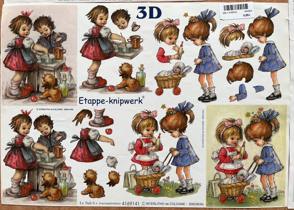 3D Karten basteln 4x Bastelbogen Nostalgie Kinder Baby Geburt in Bremen