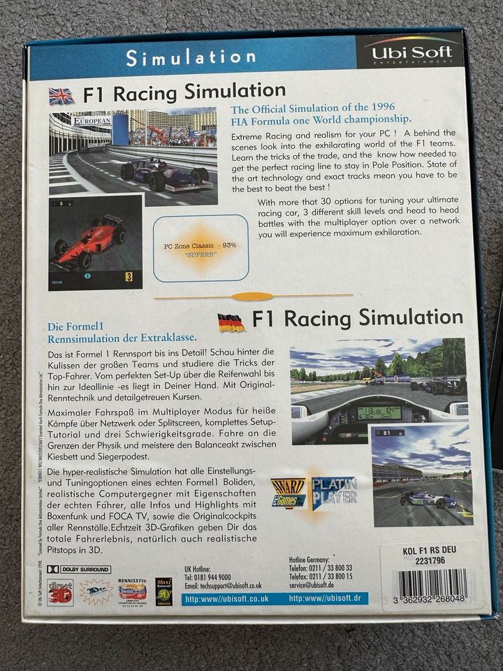 F1 Racing Simulation Classique Big Box OVP in Villingen-Schwenningen