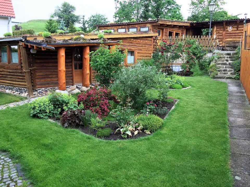 ☀️ Blockhaus mit Sauna in Quedlinburg Ferienhaus Ferienwohnung ☀️ in Quedlinburg