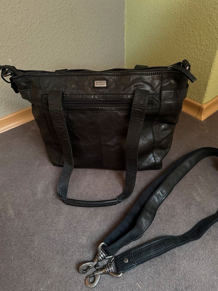 Spikes & Sparrow Leder Tasche, Handtasche, schwarz in Stade