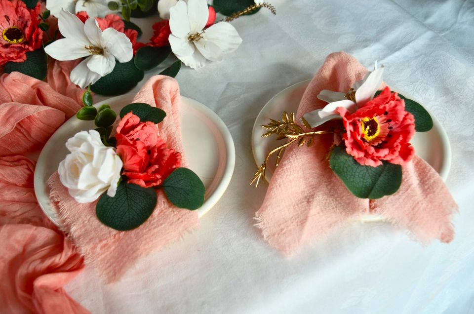 Hochzeit Tablerunner Tischläufer Servietten Deko – apricot, lachs in Dresden