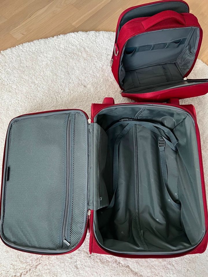 Delsey Koffer-Set Kabinentrolley mit Beautycase Stoff Rot in Remseck am Neckar