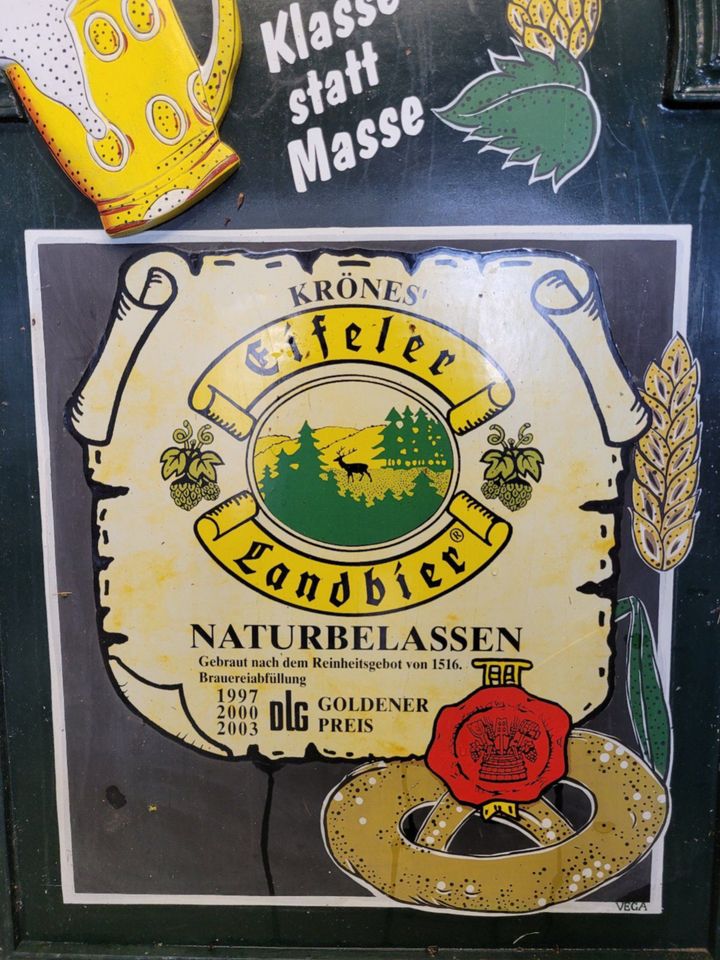 Schild Eifeler Landbier 20 Jahre alt (vor 2004) Holz geschnitzt in