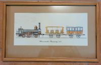 Handkolorierter Druck mit Rahmen Personenzug Eisenbahn 44 x 27 cm Thüringen - Kraftsdorf Vorschau