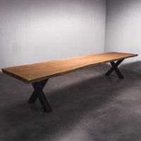 Baumstamm Esstisch 4.1m x 0.95m Nachhaltig Massivholztisch aus 1 Stück Holz Bohlentisch Baumkantentisch Baumstammkanten Wohnzimmertisch Holztisch Design Tisch Stahlbeine Edelstahl Tischbeine Nordrhein-Westfalen - Ochtrup Vorschau