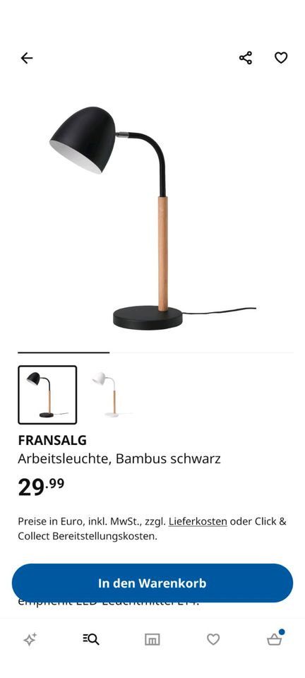 IKEA FRANSALG Lampe MIT LEUCHTMITTEL in Meckenheim