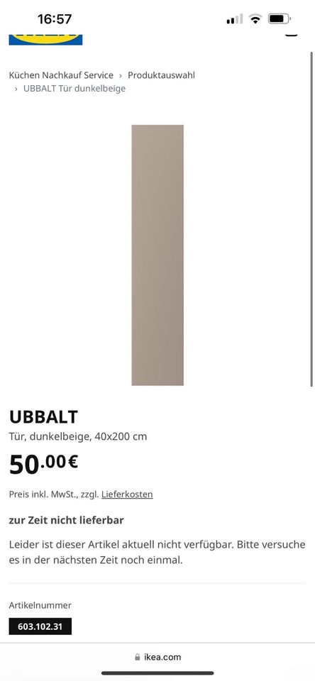 Ikea Küchenfronten Ubbalt neu 8Stk, noch mit blauer Folie bezogen in Bingen