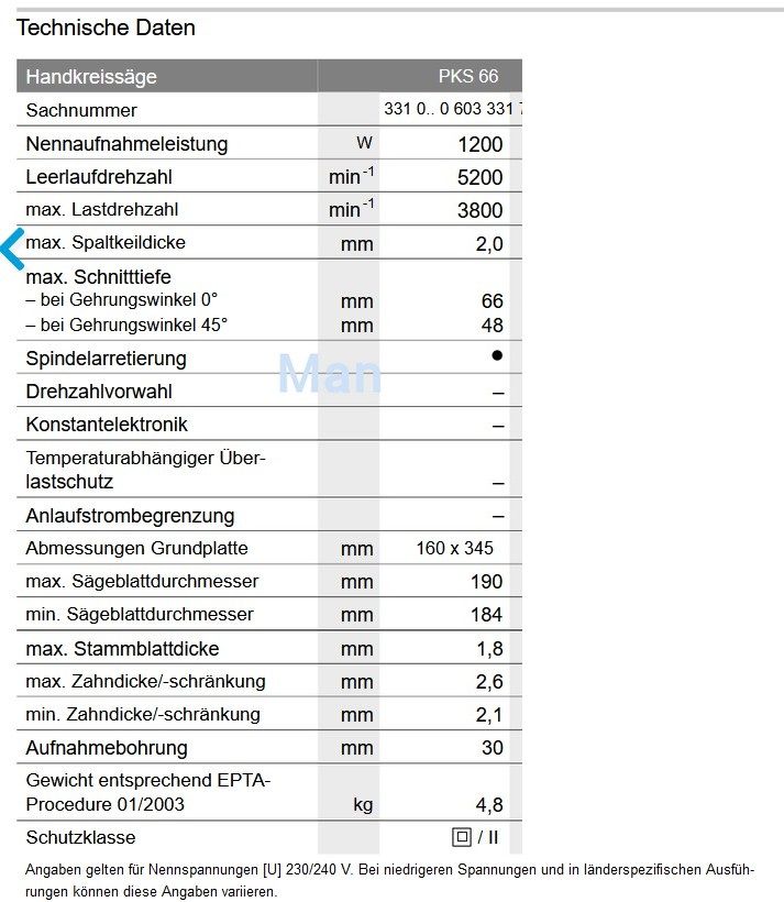 Bosch Handkreissäge PKS 66, mit Zubehör in Heidenrod