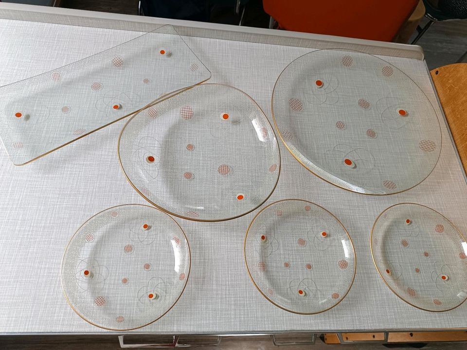 Glas Tortenplatte rund und lang Anbietschälchen 50'er Jahre in Kleinaitingen