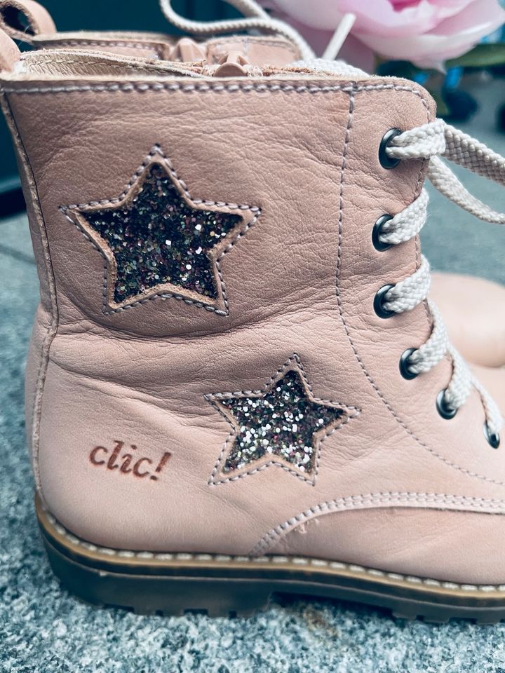 ⭐️Neuwertig⭐️Glitzer Leder Boots Stiefel Clic! Altrosa  Größe 31 in Bornhöved