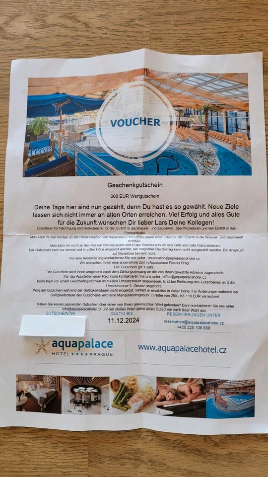 200 Euro Gutschein Aquapalace Hotel Prag in Radeburg