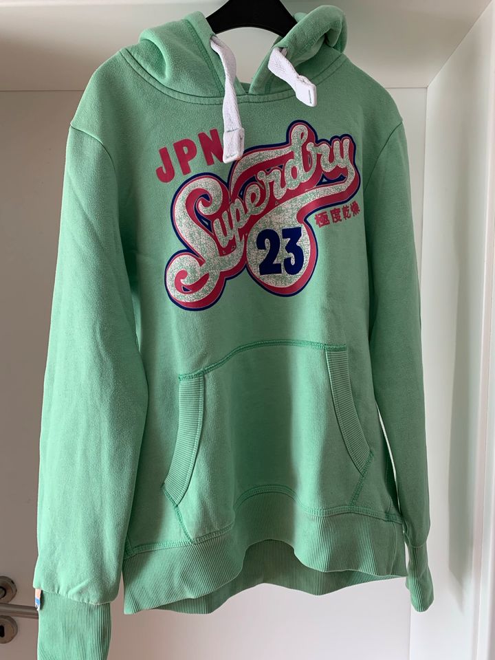 Superdry Pullover Hoodie Sweatshirt L 40 mintgrün in Geldern