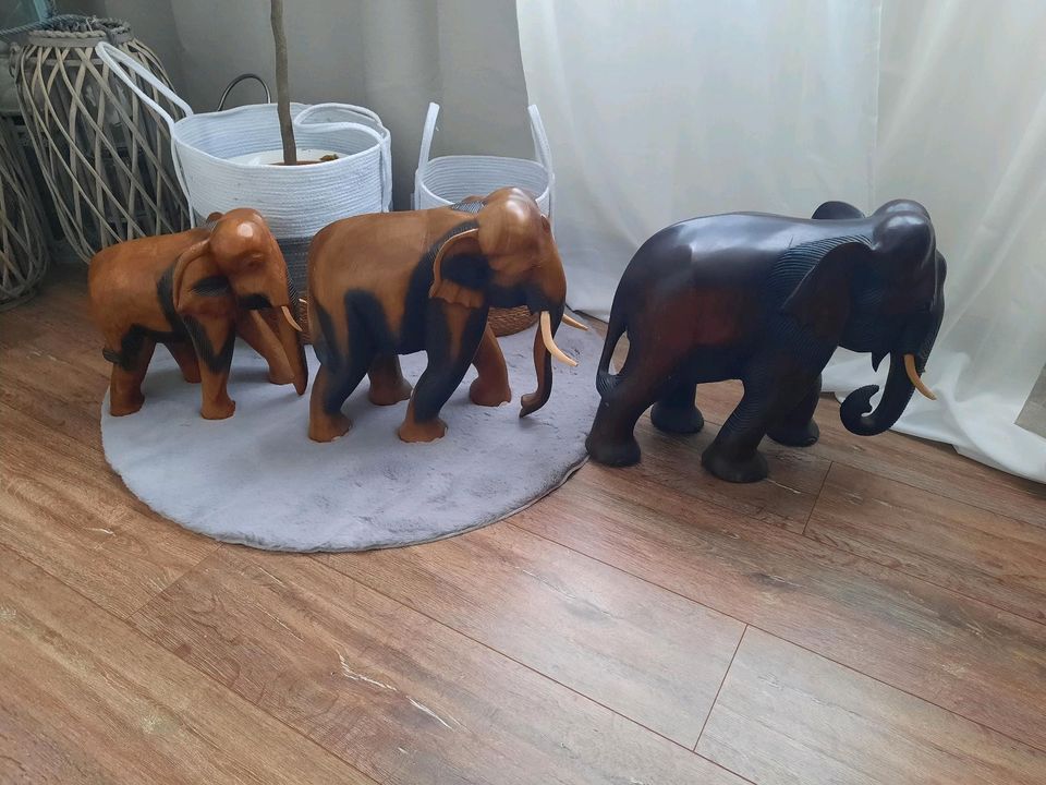 3 Massivholz Elefanten deko vintage shabby Wohnzimmer in Hannover