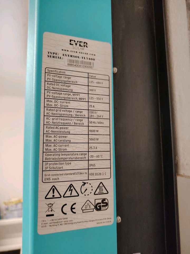 Eversolar Wechselrichter + Trennschalter in Bad Hersfeld