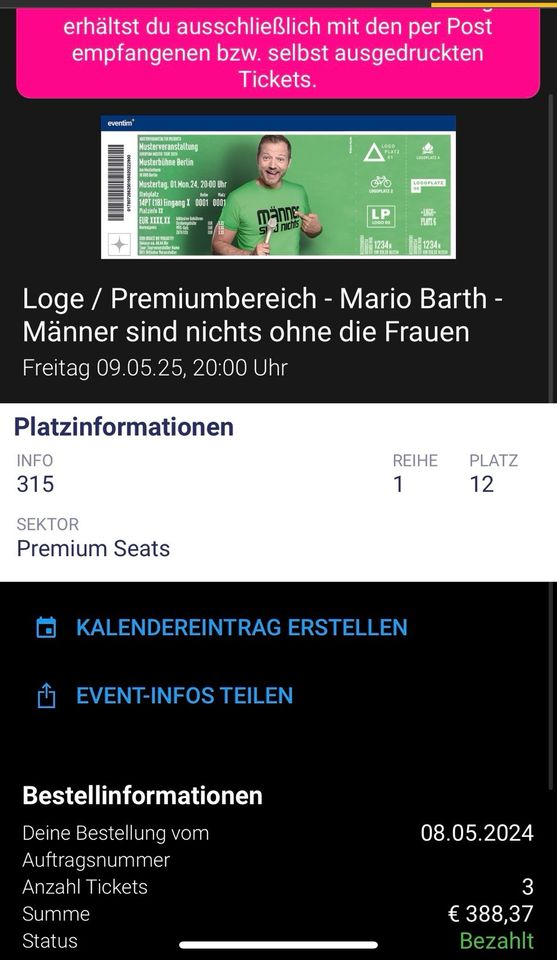 3 PREMIUMTICKETS Mario Barth “Männer sind nichts ohne die Frauen“ in Detmold