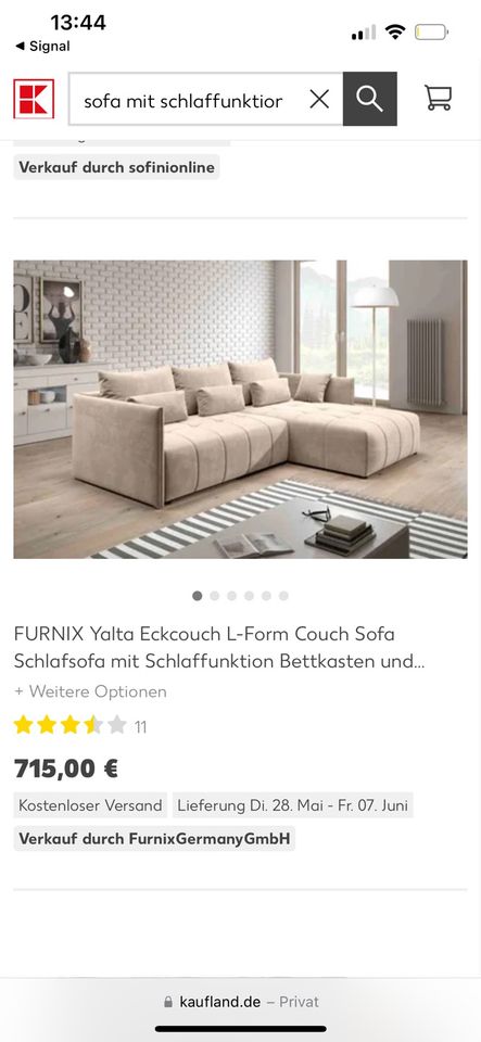 L Form Couch Sofa mit Schlaffunktion in München