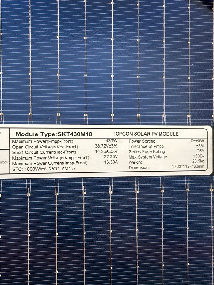 430W SUNKET TOPCon Bifacial N-Type Solarmodule PV Photovoltaik Solarpanel in Schweinfurt