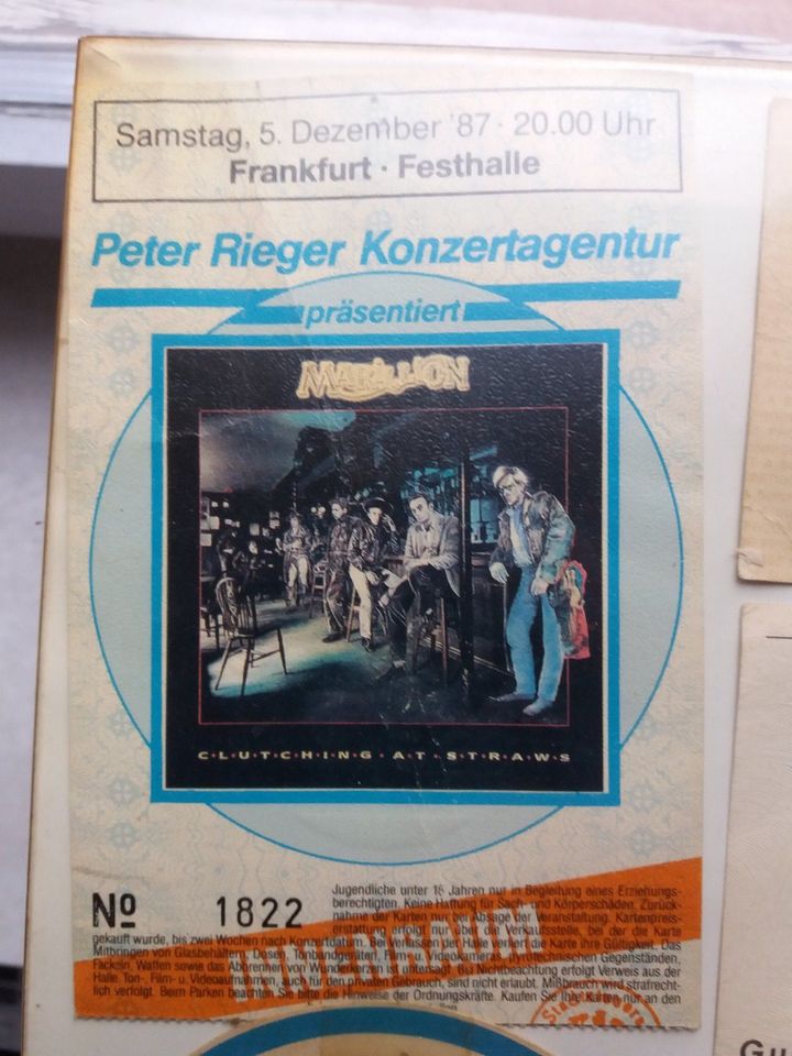Sammler-Konzertkarte Marillion 1987 Frankfurt in Rinnthal