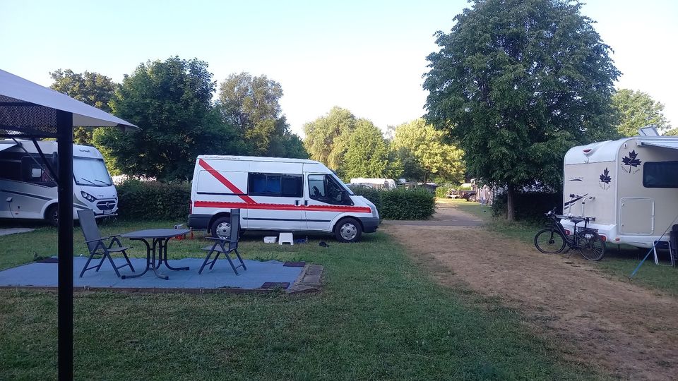 Ford Transit Womo orig.70tkm WC Kühlschr. AC Standhzg AHK PDC in Gernsheim 