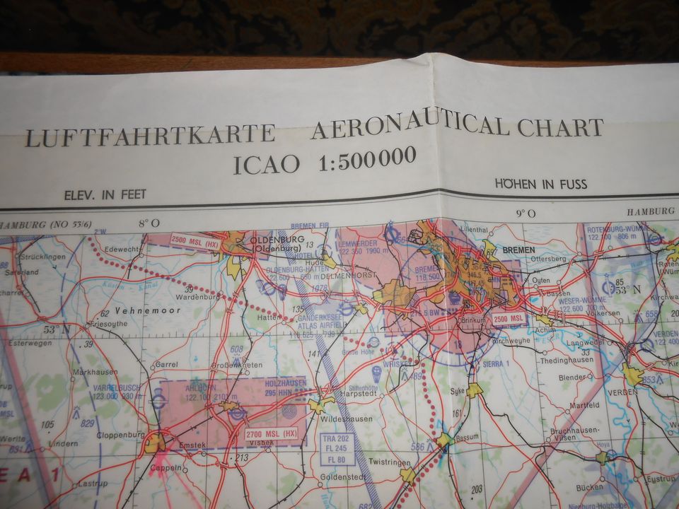 Luftfahrtkarte Hannover ( NO 51/6) ICAO 1:500000 von 1987 in Rahden