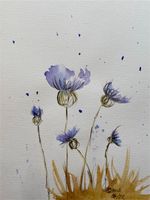 Aquarell Bilder Malerei Blumen Mohn Flieder Kornblumenblau Kreis Pinneberg - Quickborn Vorschau