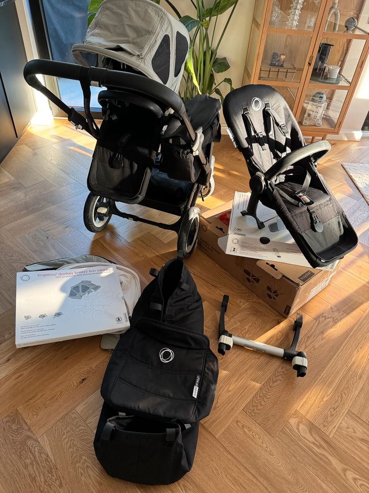 Bugaboo Donkey 2 Geschwisterwagen Zwillingswagen Black Edition in Meerbusch