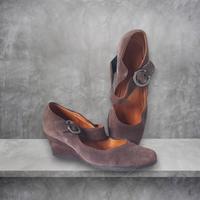 Gabor Damen Keilabsatz Pumps ✨ Veloursleder Taupe 39 ✨ Spangenrie Kiel - Mettenhof Vorschau