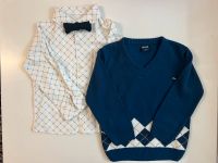 Blaue weiß 2-teilig Set Hemd+ Pullover+ Fliege in Größe 92 Jungs Düsseldorf - Eller Vorschau