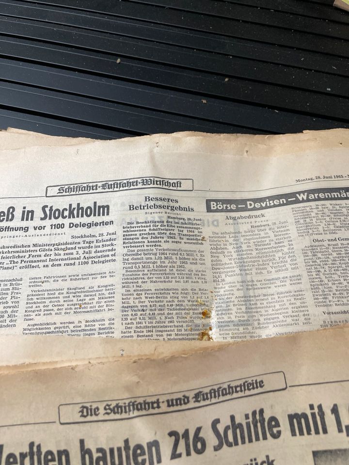 24 Blätter Zeitung Hamburger Abendblatt 1965 Schiffart in Neustadt (Dosse)