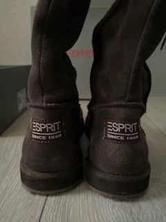 Esprit Boots Fell Innenfutter Goldene Kette Schnürung Velour in Düsseldorf