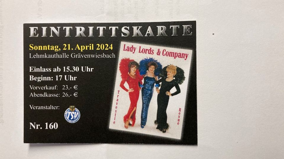 Travestie Show Eintrittskarten in Grävenwiesbach