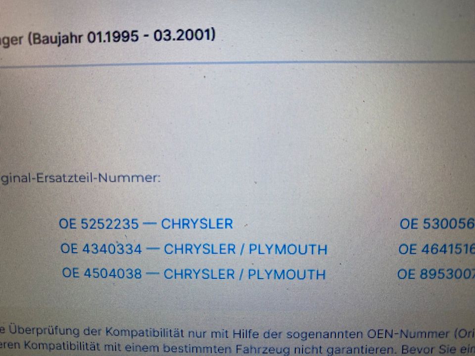 Radlager Vorne Dodge Caravan Chrysler Voyager LeBaron Jeep in Loxstedt