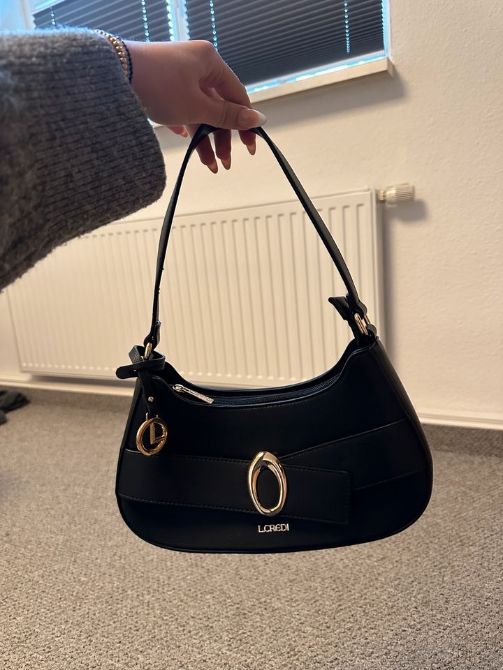 L. Credi Schultertasche Shoulder Bag schwarz gold in Nesse-Apfelstädt