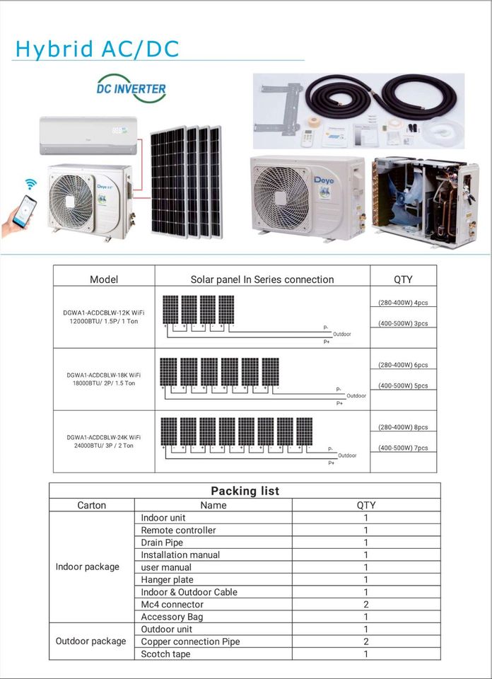 ☀️ PV- Solar Split-Klimaanlage BTU24K 6,4kW - ♨️ Heizen & Kühlen ☀️ in Seesen