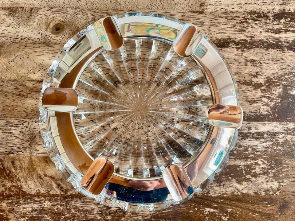 Kristallglas Art Deco Aschenbecher 835 Silber in Backnang