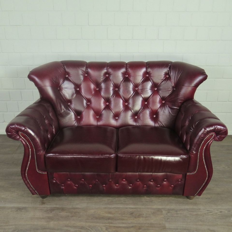 23894 Chesterfield Sofa Couch Leder Bordeauxrot 1,65 m in Nordhorn