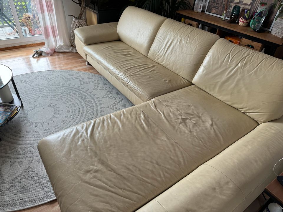 Echt Ledersofa von w. Schillig in beige/creme in Erlangen