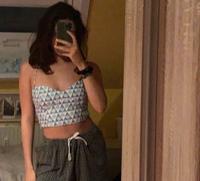 zara top muster crop top blau weiß türkis neckholder top sommer München - Maxvorstadt Vorschau