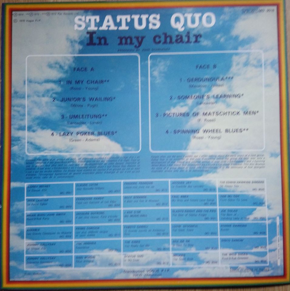 Status Quo - In my chair - LP - Vinyl - Schallplatte - 1979 in Zeven