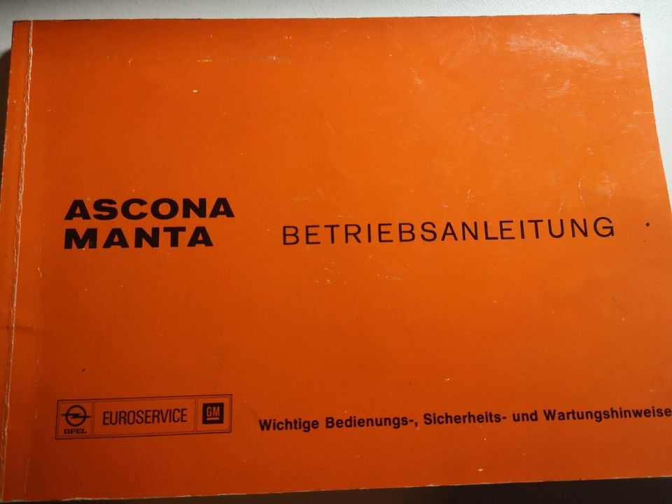 Opel Ascona Manta Bedienungsanleitung inkl. Versand in Kiel