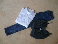 PAKET Damen Hose Jeans Nadelstreifen Bluse Stricktop Frankfurt am Main - Sachsenhausen Vorschau