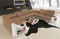 Leder Sofa Couch Wohnlandschaft Genua U Form mit LED Beleuchtung Berlin - Treptow Vorschau