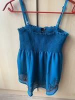 H&M Oberteil Bluse Türkis mit Pailletten braun* Berlin - Biesdorf Vorschau
