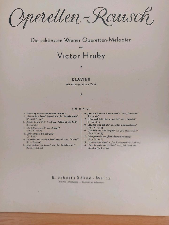 Klavier Keyboard Noten: Operetten Rausch von Victor Hruby in Heidelberg